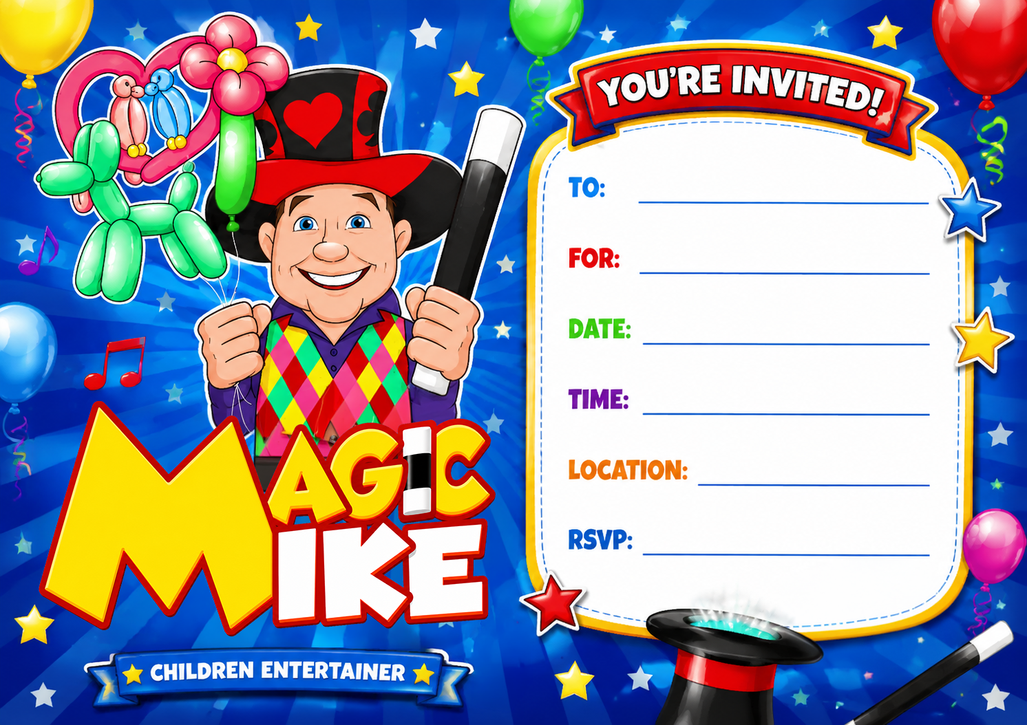 Free Magic Party Invitation Preview